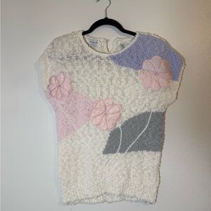 Vintage Margules Floral Knit Sweater with Pastel Accents